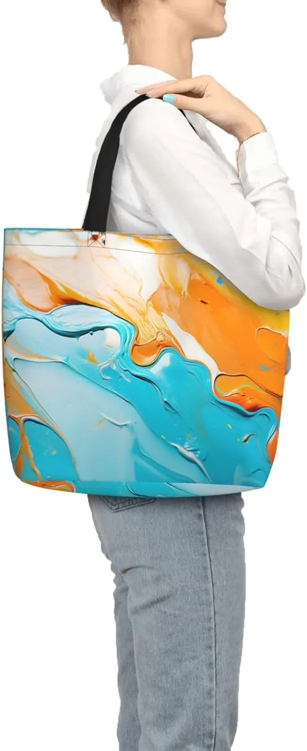Pretty Flower Print Tote Bag Shoulde Bag Handbag Grocery Bags Reusable For Office Shopping Travel Casual Work Holiday