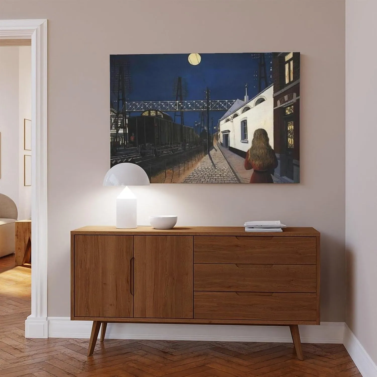 Print Painting S Loneliness by Paul Delvaux Cool Modern Painting Wall Art Poster Canvas - Aesthetic Room Decor Prints for Bedroom, Living Room, Office - Modern Home Decoration Gift IdeaUnframe-style 1