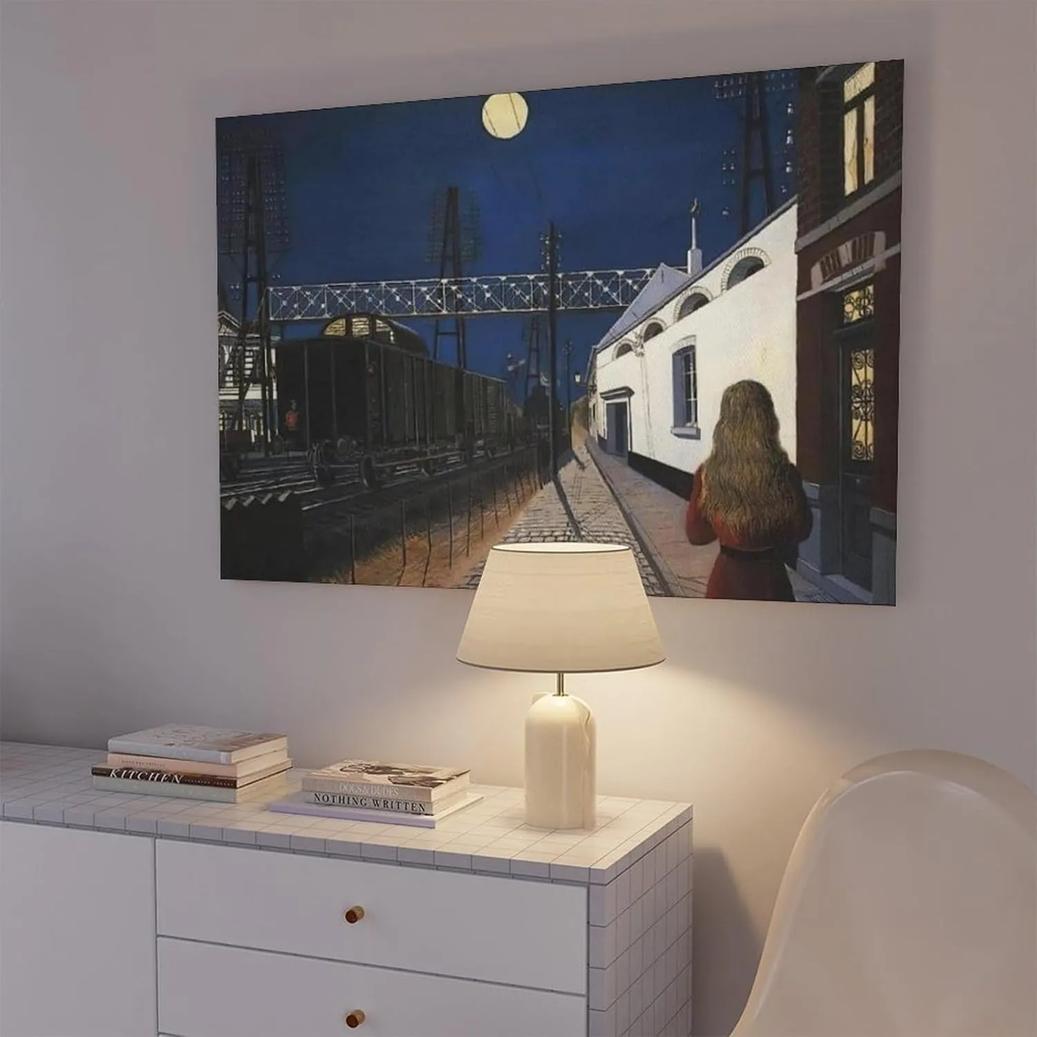 Print Painting S Loneliness by Paul Delvaux Cool Modern Painting Wall Art Poster Canvas - Aesthetic Room Decor Prints for Bedroom, Living Room, Office - Modern Home Decoration Gift IdeaUnframe-style 1