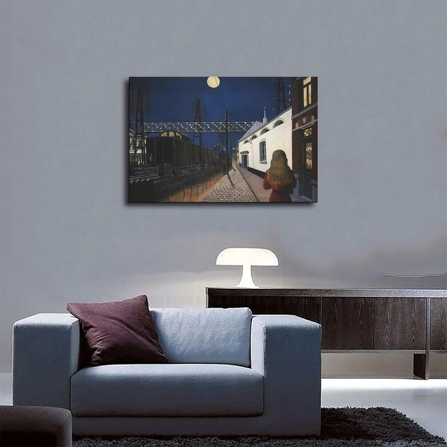 Print Painting S Loneliness by Paul Delvaux Cool Modern Painting Wall Art Poster Canvas - Aesthetic Room Decor Prints for Bedroom, Living Room, Office - Modern Home Decoration Gift IdeaUnframe-style 1