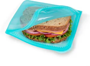 ProKeeper Dual-Zipper 100% Silicone Sandwich Bag, Teal - Reusable and Durable Food Storage Bag
