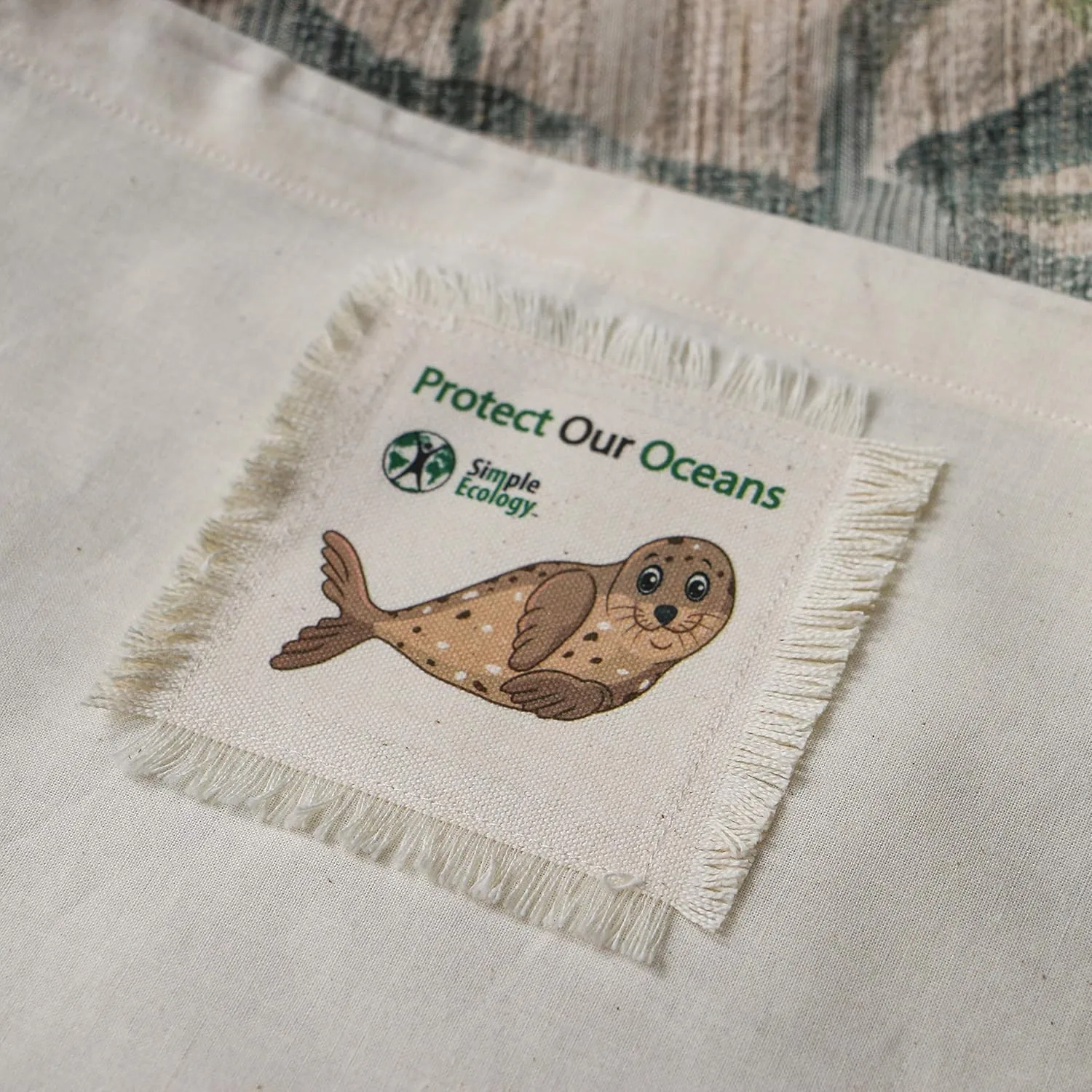 “Protect Our Oceans Organic Cotton Reusable Seal Gift & Starter Set (string produce saver bags, food storage, bulk bin, with tare weight tag and drawstring, waste free)