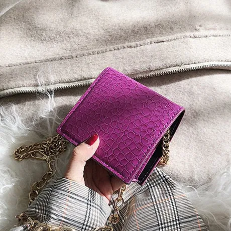 Pu Leather Crocodile Crossbody Bag For Women 2019 Female Mini Chain Shoulder Bags Ladies Small Handbags and Purses Simple Style