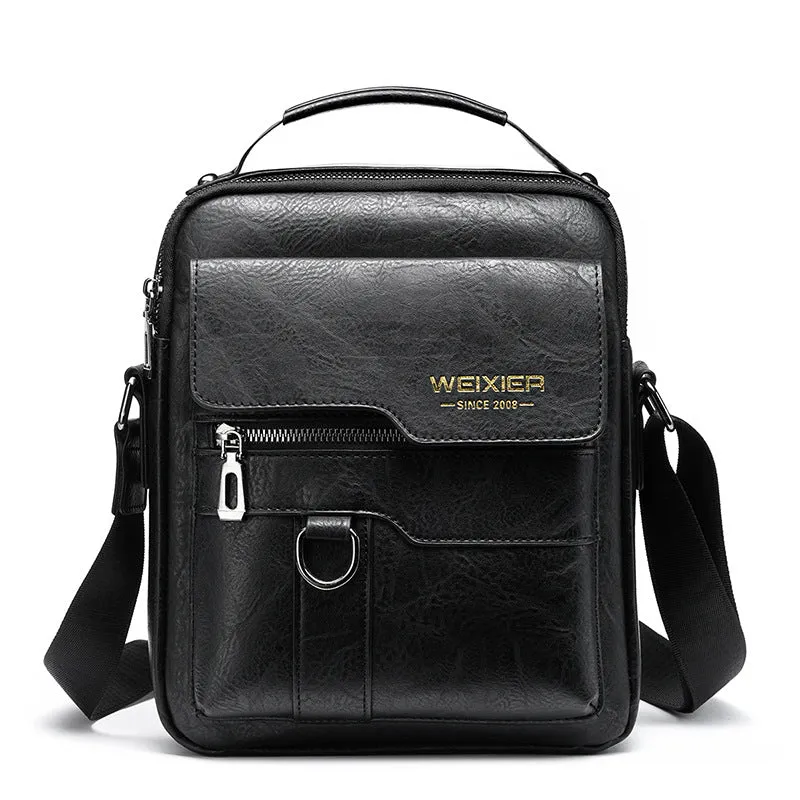 PU Leather Men's Retro Vertical Business Crossbody
