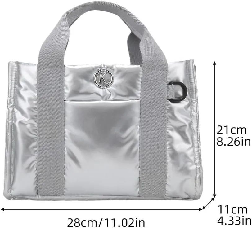 Puffer Tote Bag for Women Quilted Crossbody Bag Puffy Shoulder Handbag Lightweight Trendy Puffer Purse for Work Travel