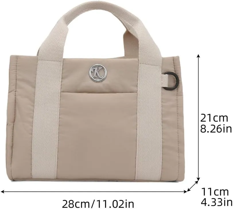 Puffer Tote Bag for Women Quilted Crossbody Bag Puffy Shoulder Handbag Lightweight Trendy Puffer Purse for Work Travel