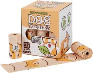 Pure & Pup 100% Certified Home Compostable Dog Poop Bags - Plant Based Corn Starch - Cute Poop Bags - 18 Dog Poop Bags Rolls - Extra Strong & Leak Proof - ASTM D6400 & EN 13432 Compliant - 270 Count