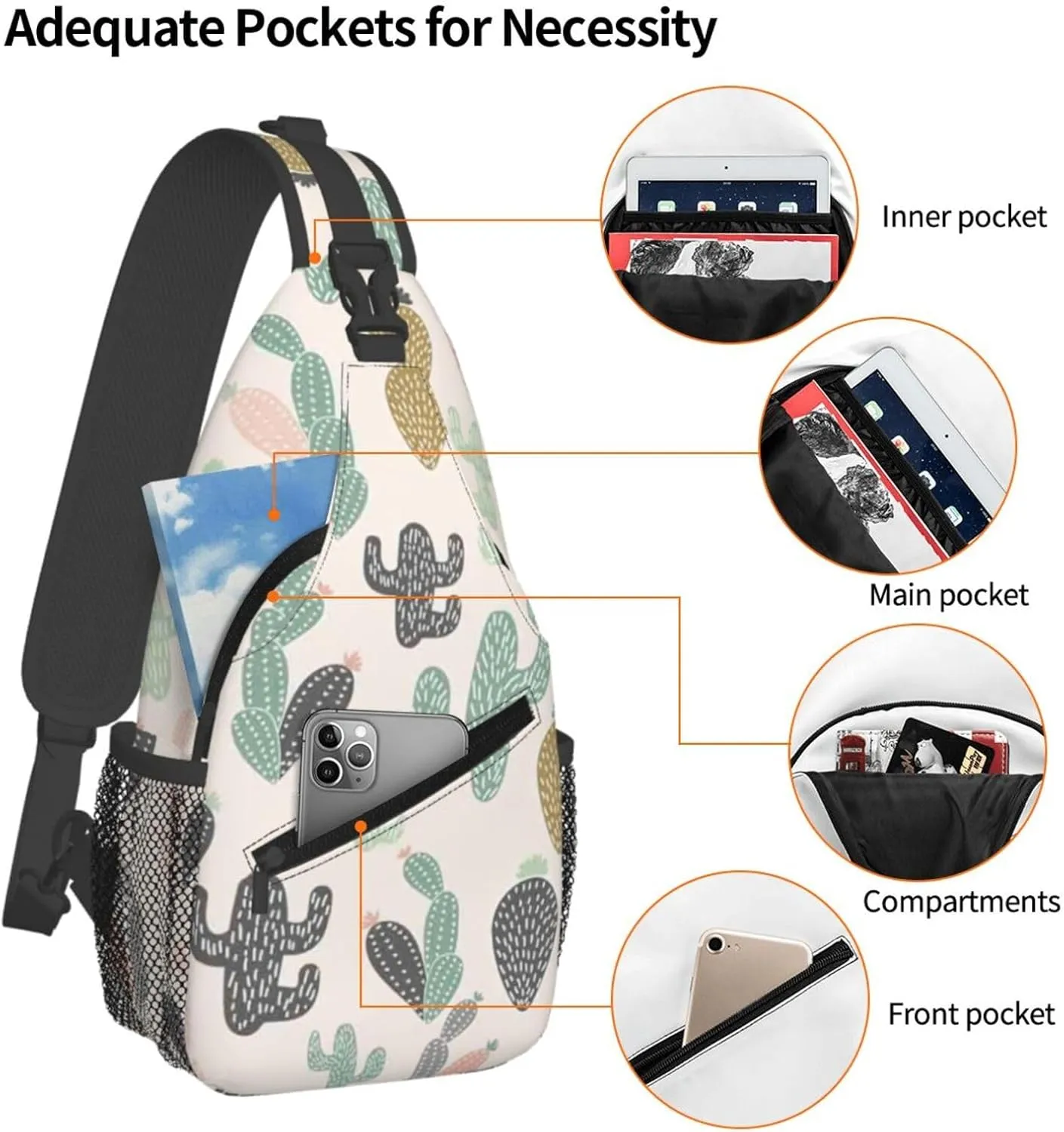 Purple Buffalo Plaid Check Sling Bag Adjustable Crossbody Bag Casual Chest Bags Travel Shoulder Backpack