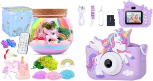 Purple Unicorn Kids Camera   Light Up Terrarirum Kit Toy Gifts for Toddler Girls 3 4 5 6 7 Years Old