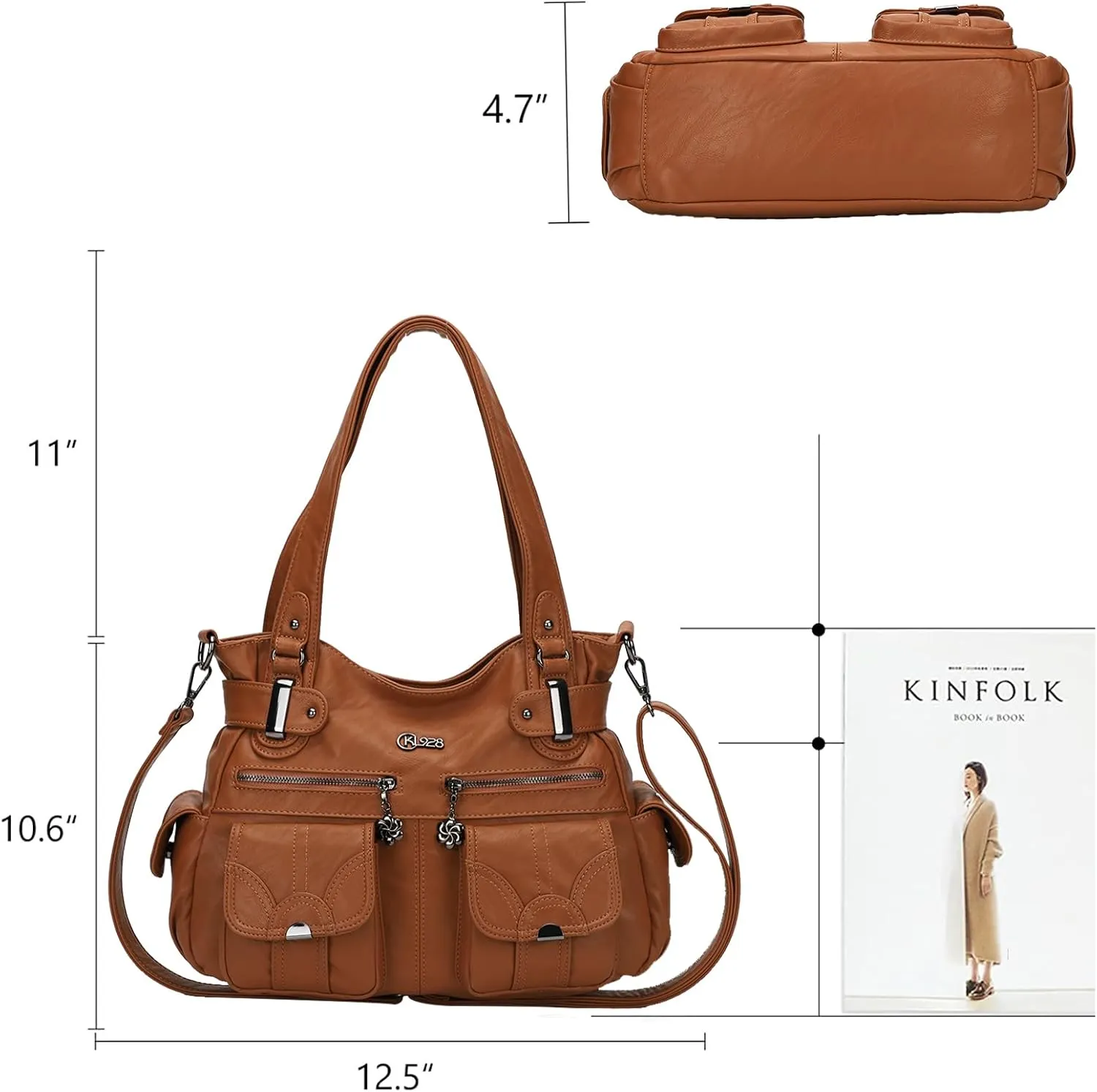 Purses and Handbags for Women Large Hobo Shoulder Bags Soft PU Leather Multi-Pocket Tote Bag