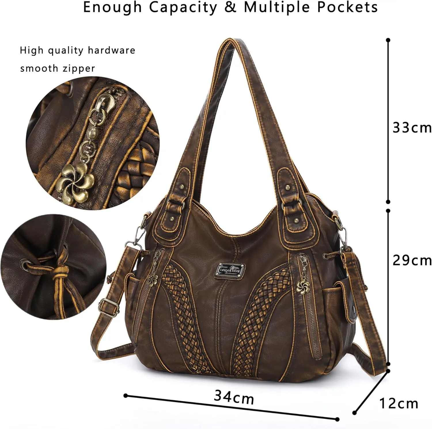 Purses and Handbags Women Fashion Tote Bag Shoulder Bags Top Handle Satchel Purses Washed Synthetic Leather Handbag