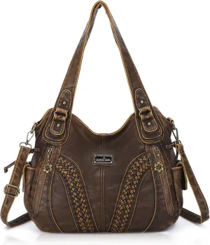 Purses and Handbags Women Fashion Tote Bag Shoulder Bags Top Handle Satchel Purses Washed Synthetic Leather Handbag