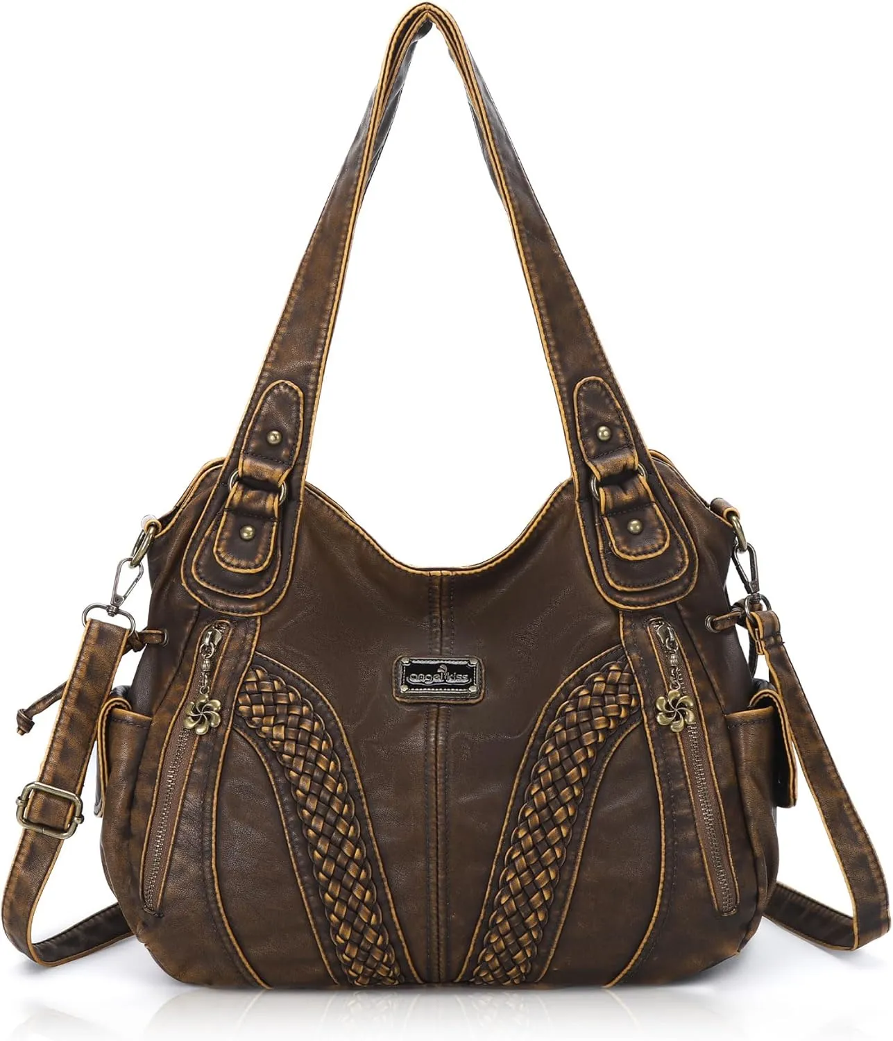 Purses and Handbags Women Fashion Tote Bag Shoulder Bags Top Handle Satchel Purses Washed Synthetic Leather Handbag
