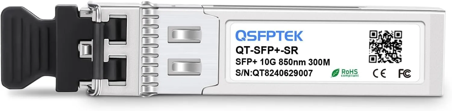 QSFPTEK 4 Packs 10GBASE-SR SFP  Module, 10G Multimode SFP 850nm LC Transceiver with 300M DDM, Compatible with Cisco SFP-10G-SR, Ubiquiti UF-MM-10G,Fortinet, Mikrotik