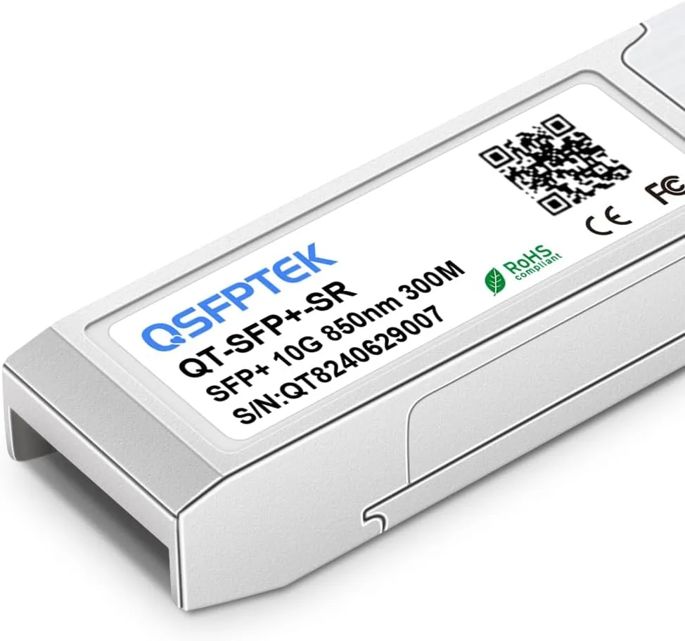 QSFPTEK 4 Packs 10GBASE-SR SFP  Module, 10G Multimode SFP 850nm LC Transceiver with 300M DDM, Compatible with Cisco SFP-10G-SR, Ubiquiti UF-MM-10G,Fortinet, Mikrotik