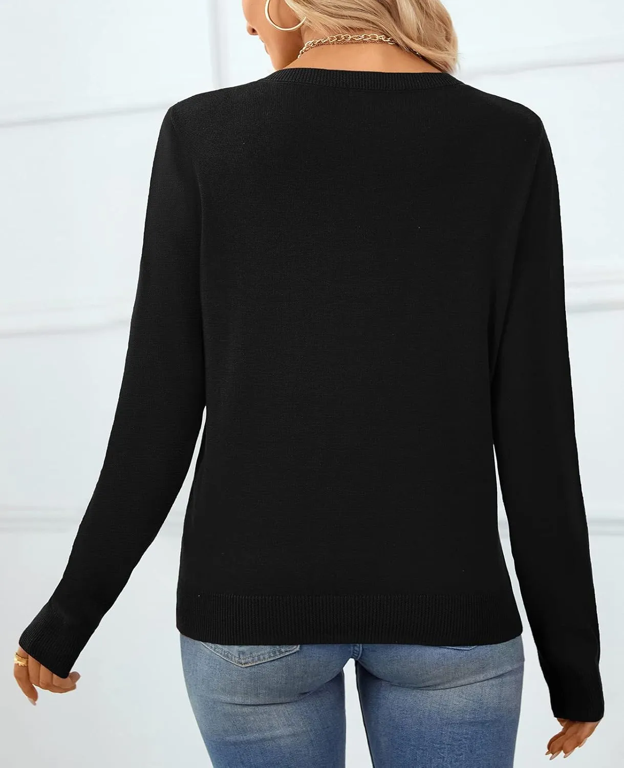 QUALFORT Women's Sweater 100% Cotton Soft Knit Pullover Tops
