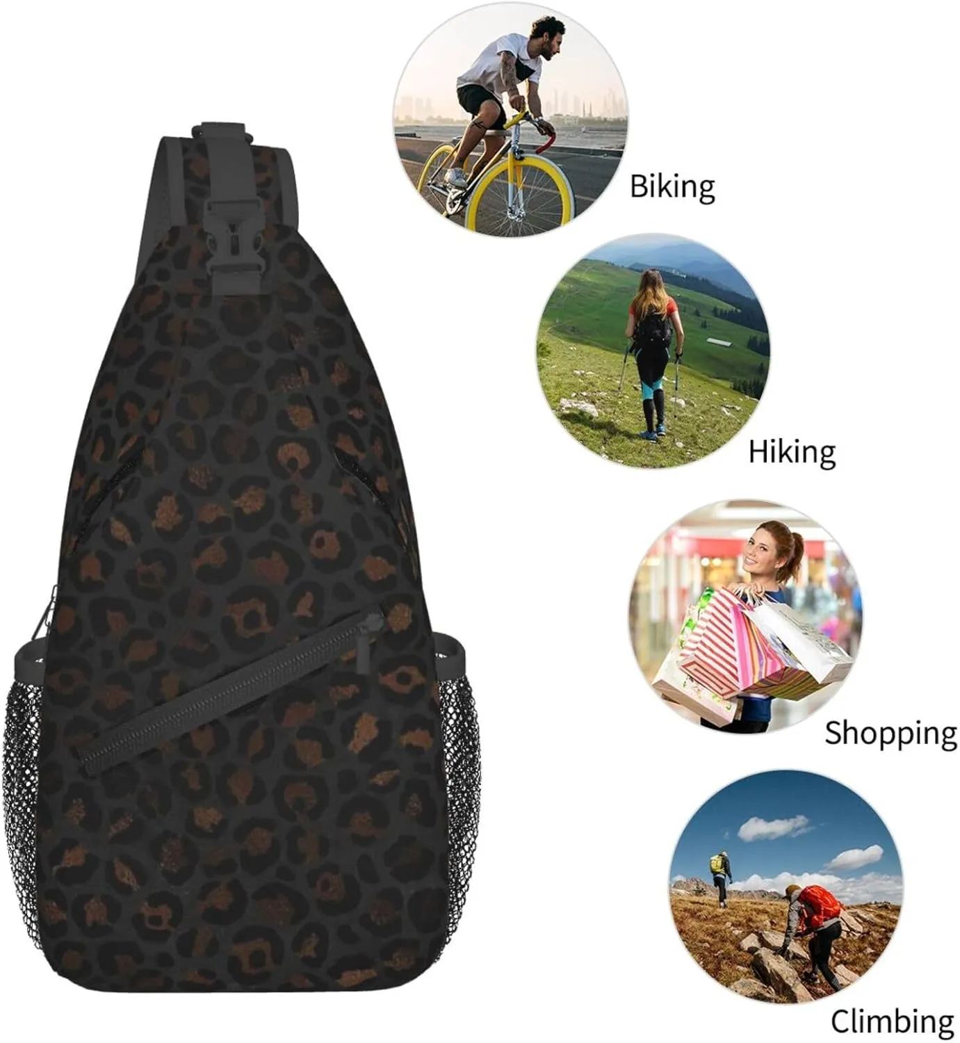 rainbow cheetah Sling Bag Adjustable Crossbody Bag Casual Chest Bags Travel Shoulder Backpack For Women Men