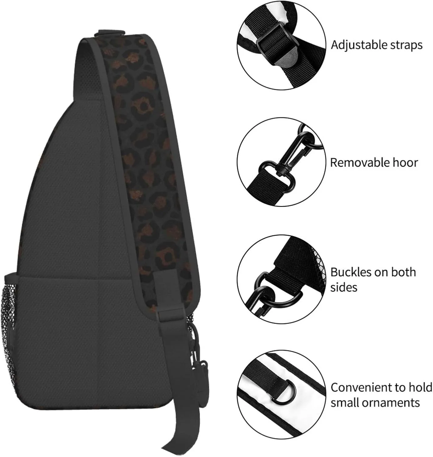 rainbow cheetah Sling Bag Adjustable Crossbody Bag Casual Chest Bags Travel Shoulder Backpack For Women Men