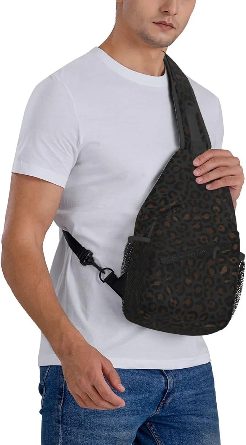 rainbow cheetah Sling Bag Adjustable Crossbody Bag Casual Chest Bags Travel Shoulder Backpack For Women Men
