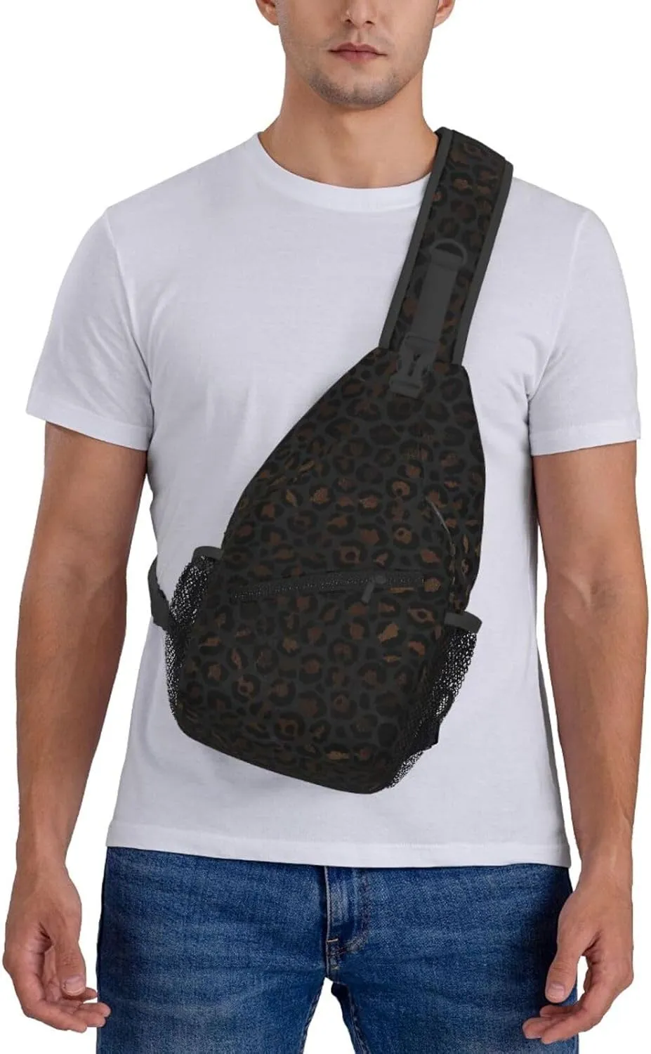 rainbow cheetah Sling Bag Adjustable Crossbody Bag Casual Chest Bags Travel Shoulder Backpack For Women Men