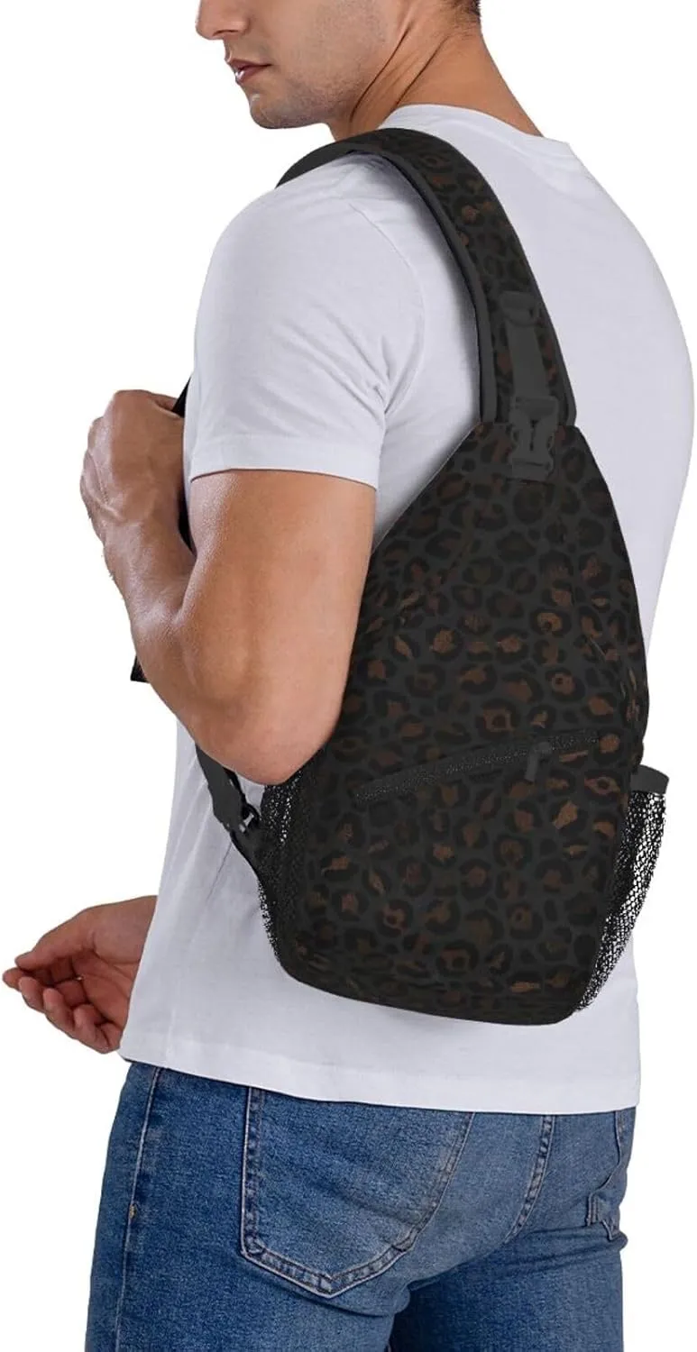 rainbow cheetah Sling Bag Adjustable Crossbody Bag Casual Chest Bags Travel Shoulder Backpack For Women Men