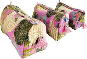 Rastogi Handicrafts Cosmetic Bags Set, 3 Piece Make Up Organizer Bag Storage Bags with Zipper Closure (3, Multicolor, Design-6)