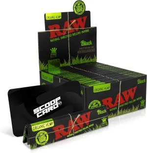RAW Black King Size Rolling Paper | 50 Packs | 32 Sheets Per Pack of Organic King Sized Black Series Rolling Paper Double Pressed
