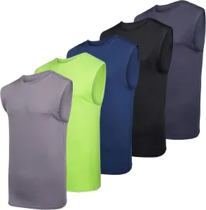Real Essentials 3 & 5 Pack: Men's Dry-Fit Active Muscle Tank Top - Standard and Big & Tall Sizes (S-5XLT)
