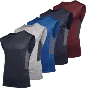 Real Essentials 3 & 5 Pack: Men's Dry-Fit Active Muscle Tank Top - Standard and Big & Tall Sizes (S-5XLT)