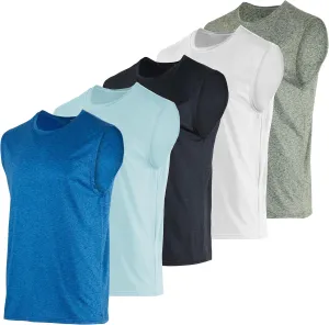 Real Essentials 3 & 5 Pack: Men's Dry-Fit Active Muscle Tank Top - Standard and Big & Tall Sizes (S-5XLT)