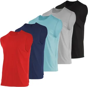 Real Essentials 3 & 5 Pack: Men's Dry-Fit Active Muscle Tank Top - Standard and Big & Tall Sizes (S-5XLT)