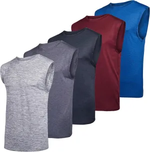 Real Essentials 3 & 5 Pack: Men's Dry-Fit Active Muscle Tank Top - Standard and Big & Tall Sizes (S-5XLT)