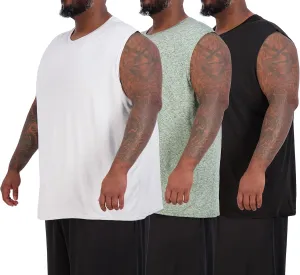 Real Essentials 3 & 5 Pack: Men's Dry-Fit Active Muscle Tank Top - Standard and Big & Tall Sizes (S-5XLT)