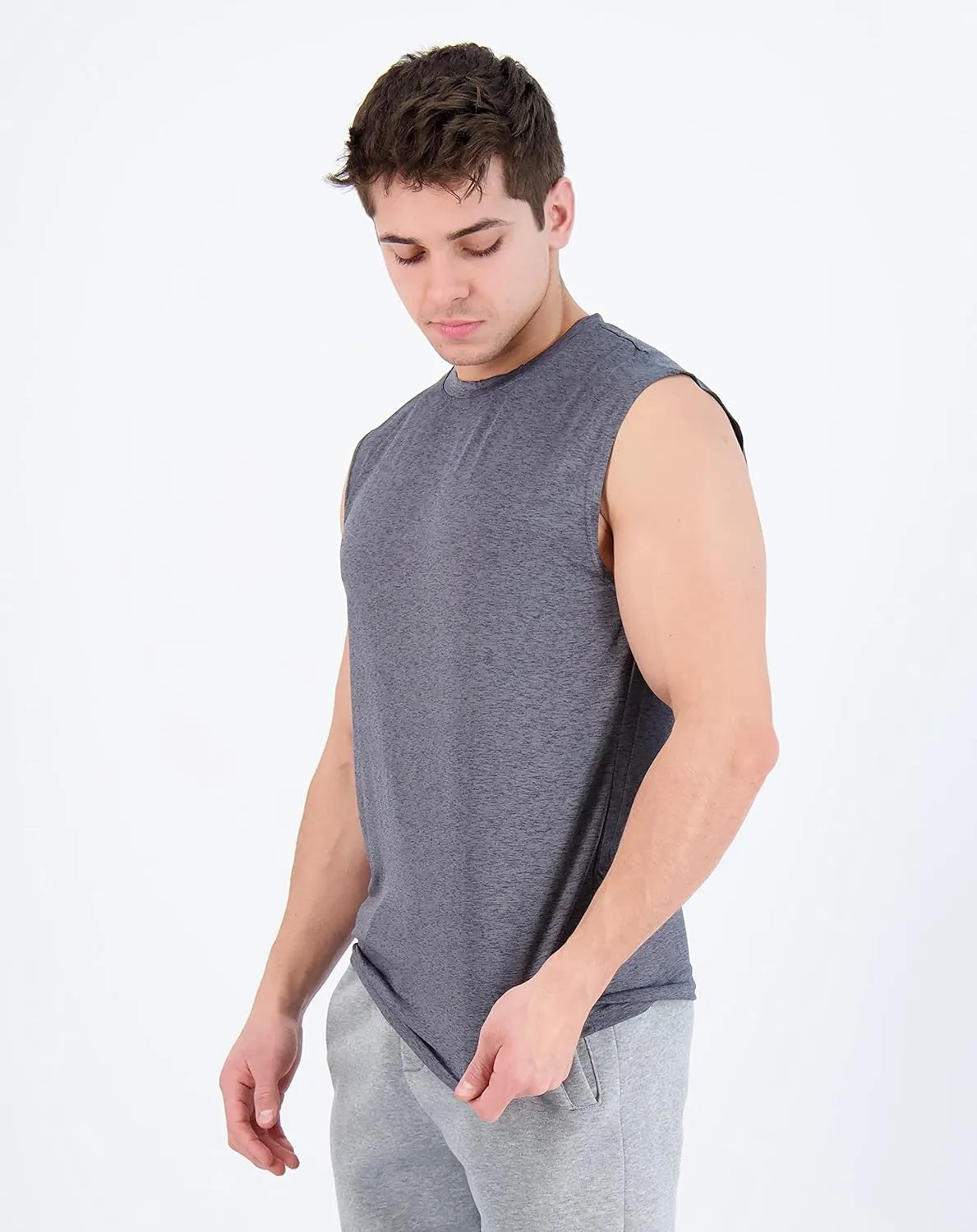 Real Essentials 3 & 5 Pack: Men's Dry-Fit Active Muscle Tank Top - Standard and Big & Tall Sizes (S-5XLT)