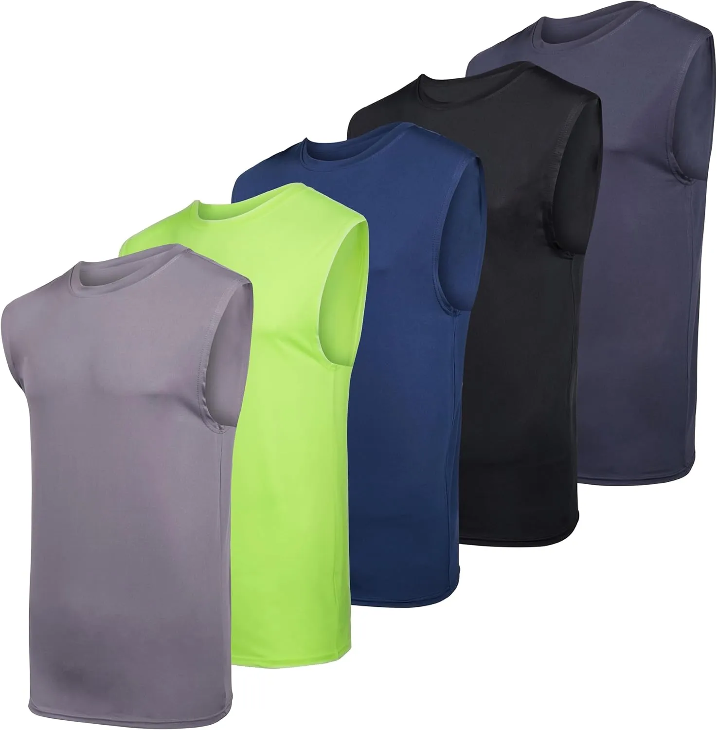 Real Essentials 3 & 5 Pack: Men's Dry-Fit Active Muscle Tank Top - Standard and Big & Tall Sizes (S-5XLT)