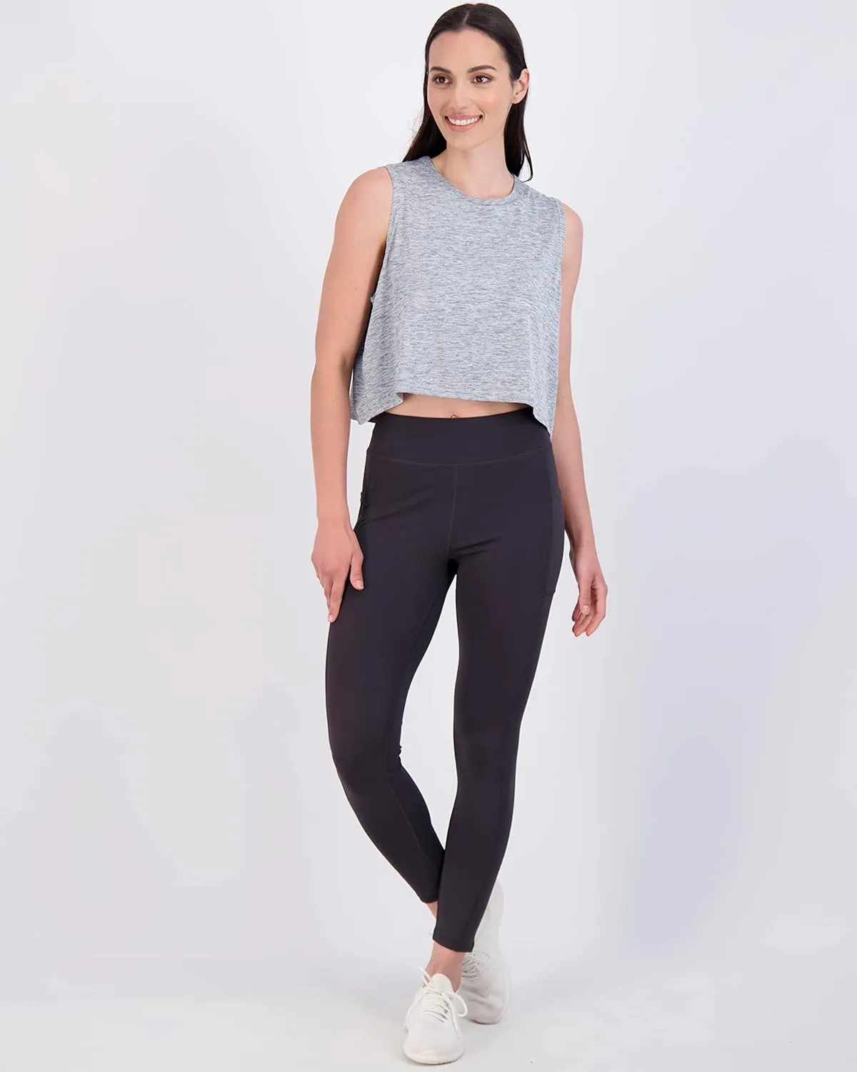 Real Essentials 5 Pack: Women's Dry Fit Crop Summer Tank Top - Gym Yoga Workout Sports Tee (Available in Plus Size)