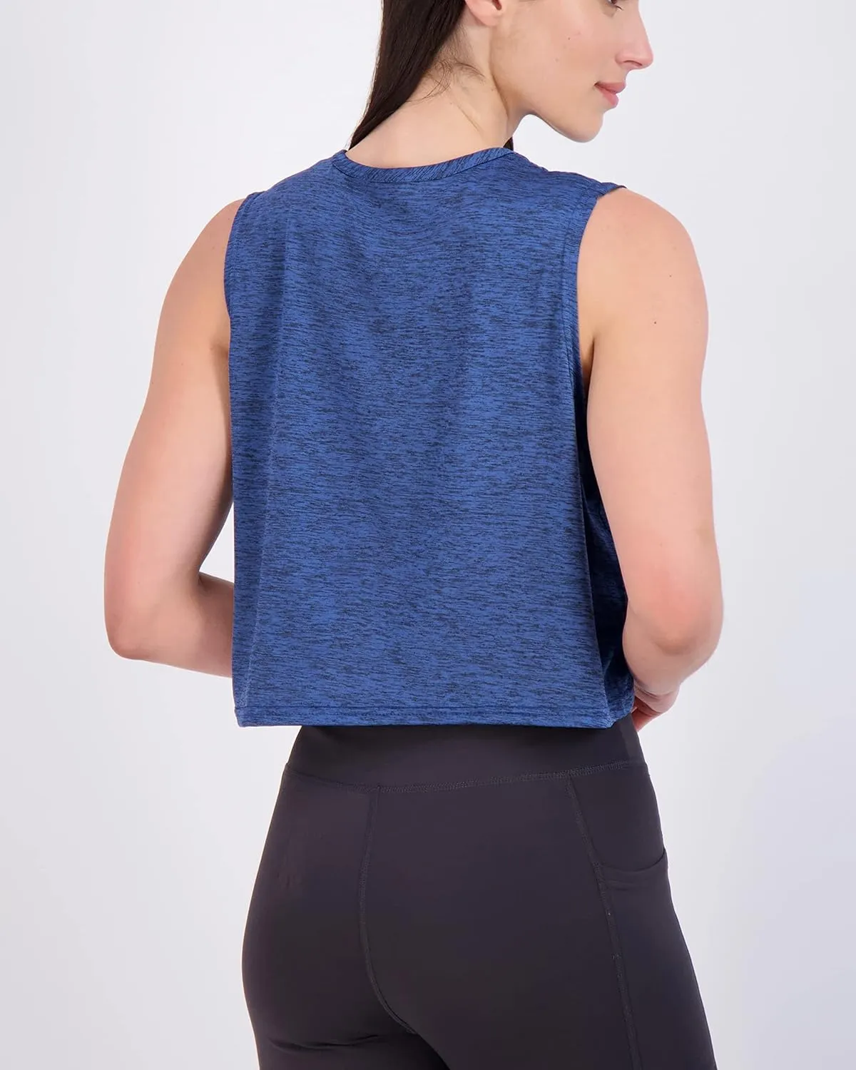Real Essentials 5 Pack: Women's Dry Fit Crop Summer Tank Top - Gym Yoga Workout Sports Tee (Available in Plus Size)