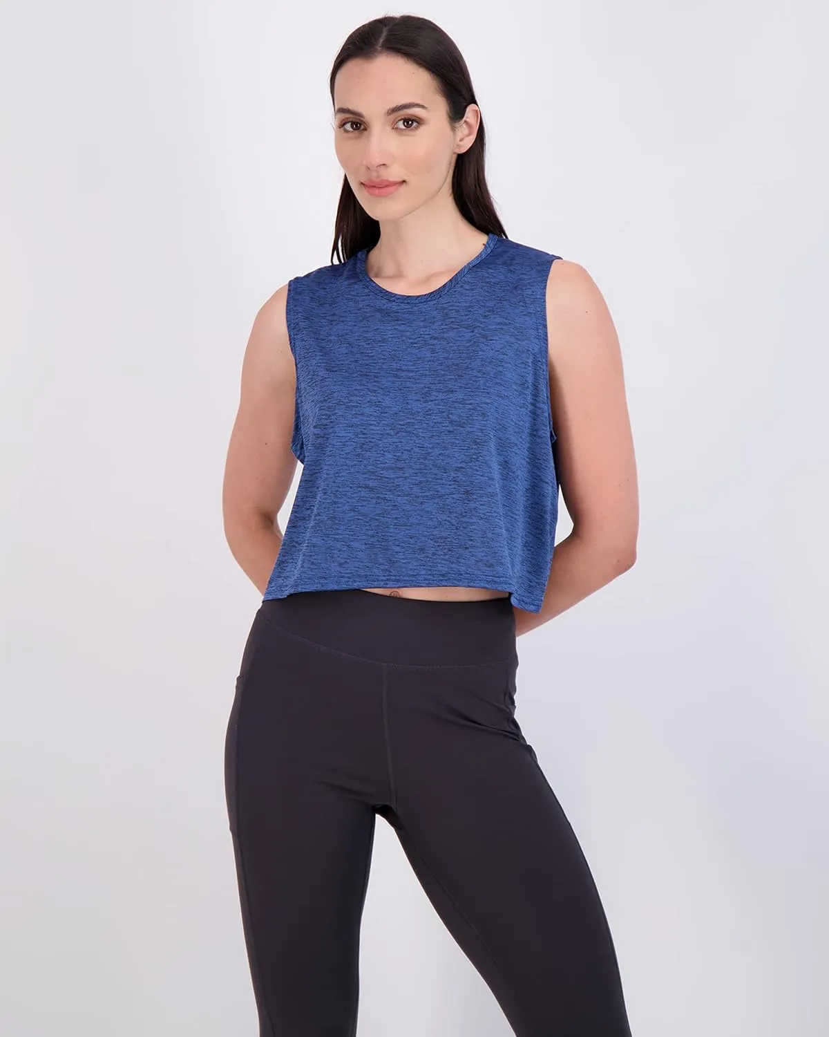 Real Essentials 5 Pack: Women's Dry Fit Crop Summer Tank Top - Gym Yoga Workout Sports Tee (Available in Plus Size)