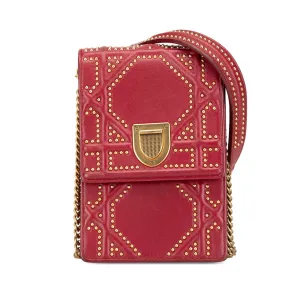 Red Dior Studded Lambskin Vertical Diorama Bag