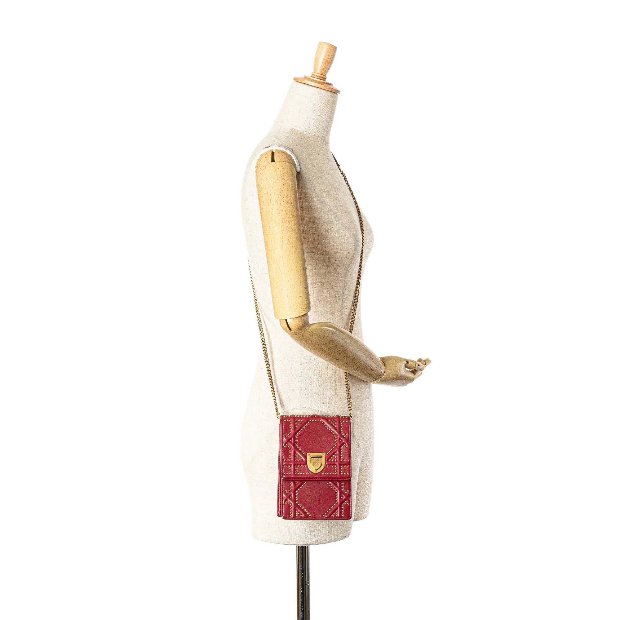 Red Dior Studded Lambskin Vertical Diorama Bag