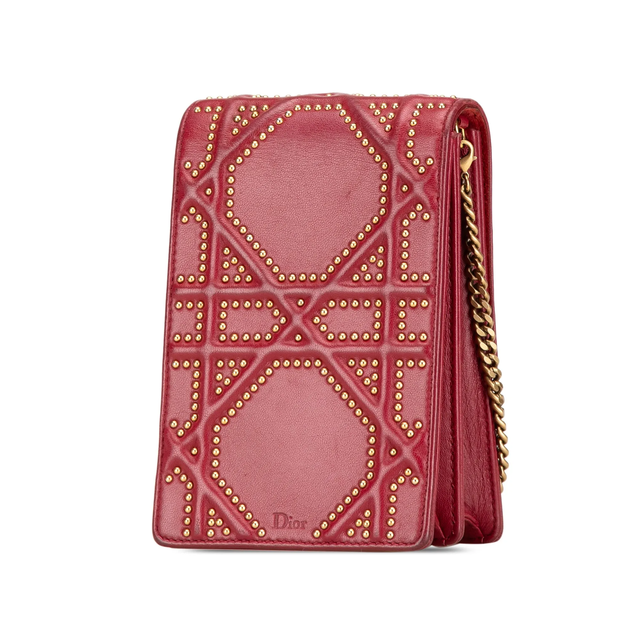 Red Dior Studded Lambskin Vertical Diorama Bag