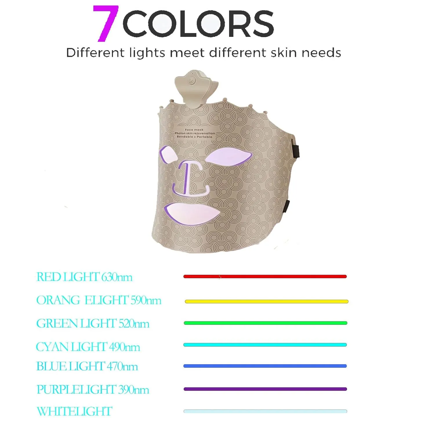 Red Light Therapy Mask for Face, Blue Red Light Therapy Mask for Face, 7 Colors LED Face Mask Light Therapy