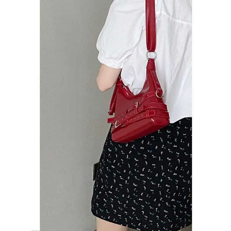 Red Mini Shoulder Tote Bag for Women