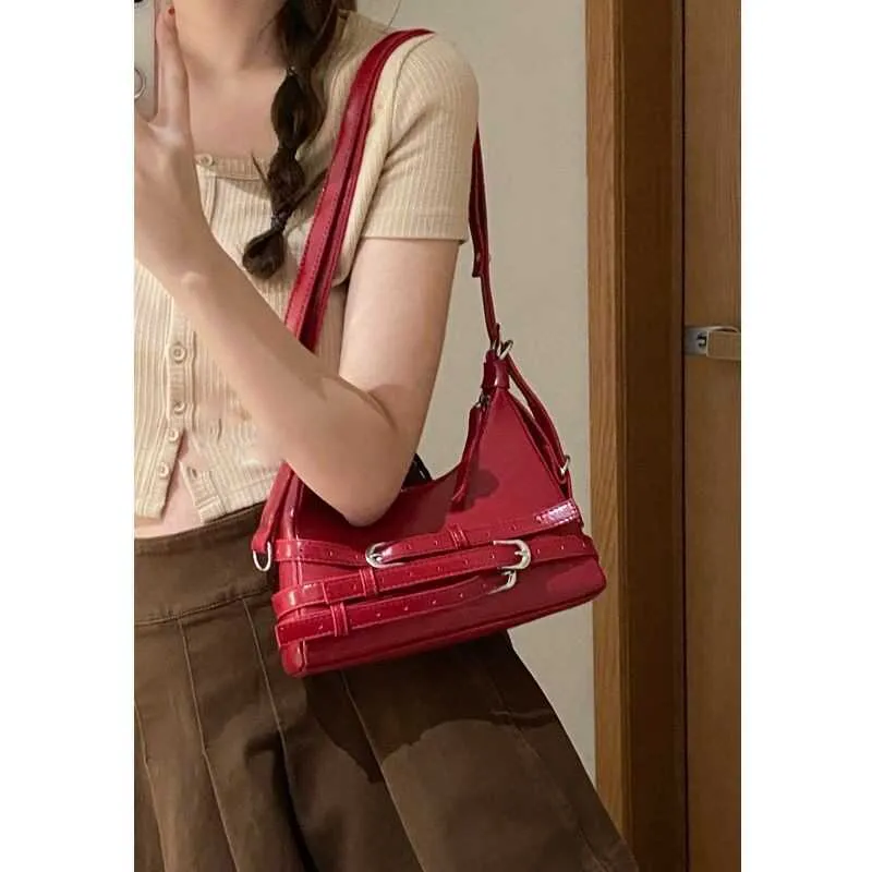 Red Mini Shoulder Tote Bag for Women