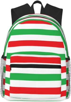 Red, White And Green Stripes Lightweight Packable Backpack Travel Casual Hiking Daypack Foldable Backpack For Men Women