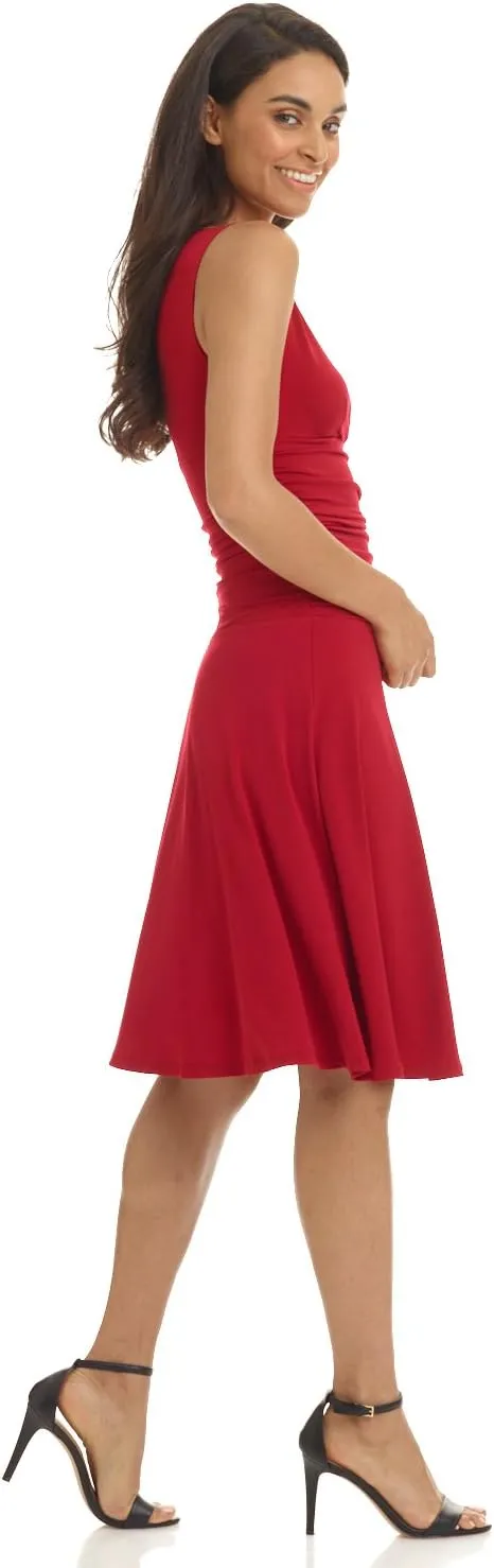 Rekucci Women's Slimming Sleeveless Fit-and-Flare Tummy Control Dress