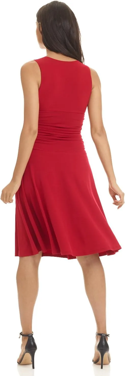 Rekucci Women's Slimming Sleeveless Fit-and-Flare Tummy Control Dress