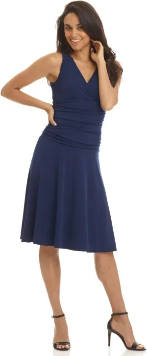 Rekucci Women's Slimming Sleeveless Fit-and-Flare Tummy Control Dress