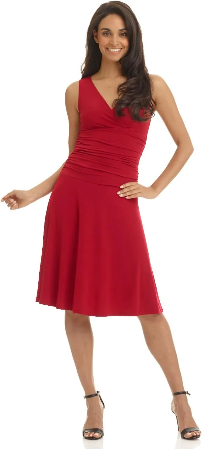 Rekucci Women's Slimming Sleeveless Fit-and-Flare Tummy Control Dress