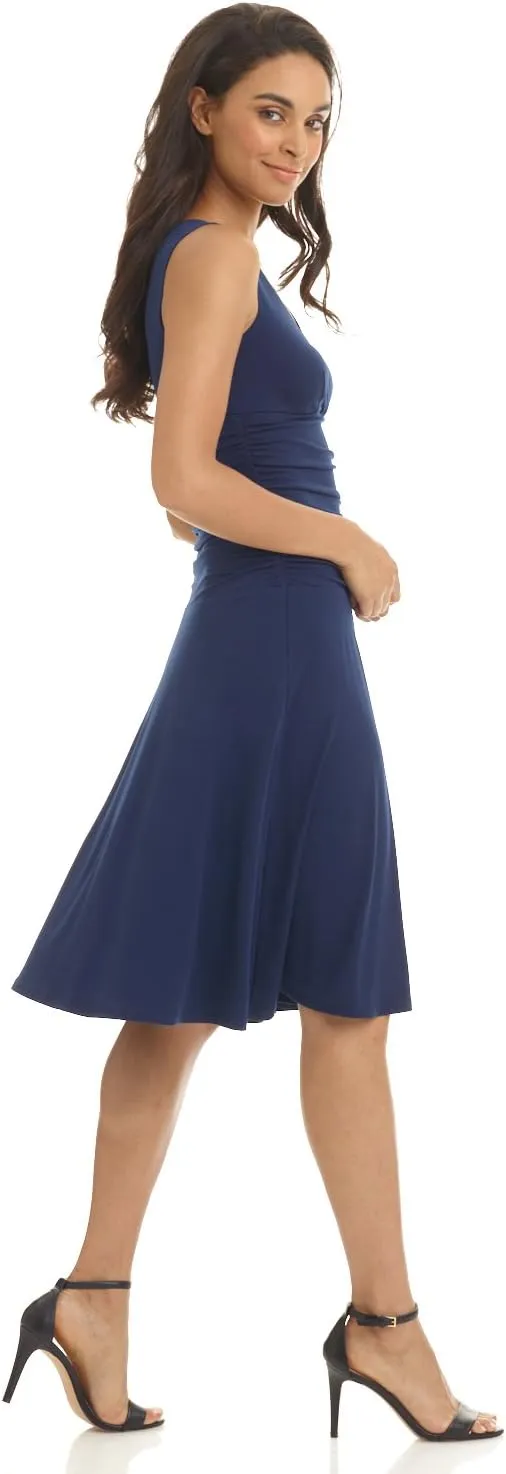 Rekucci Women's Slimming Sleeveless Fit-and-Flare Tummy Control Dress